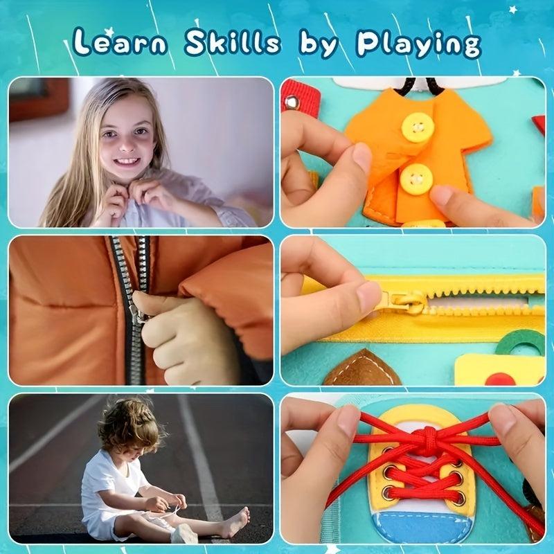 Montessori Busy Board Toy for Kids - Sensory Board for Fine Motor Skills
