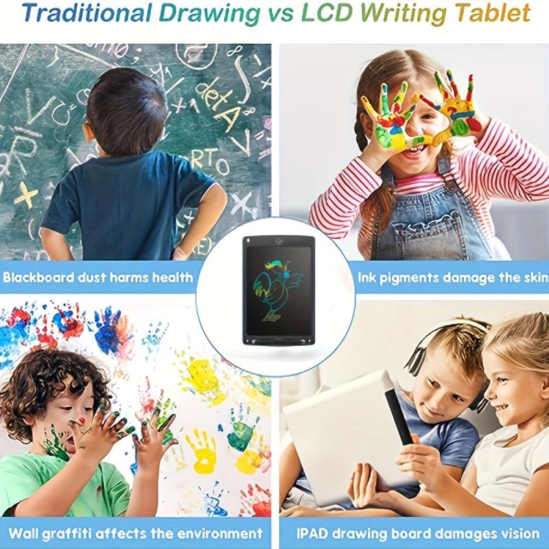 Red Green LCD Writing Tablet Doodle Board 21.59cm Colorful Erasable Drawing Pad