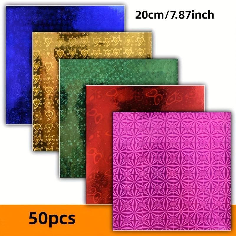 50 Sheet Origami Paper 5 Colors Square Laser Paper Glitter Folding Paper