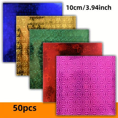 50 Sheet Origami Paper 5 Colors Square Laser Paper Glitter Folding Paper