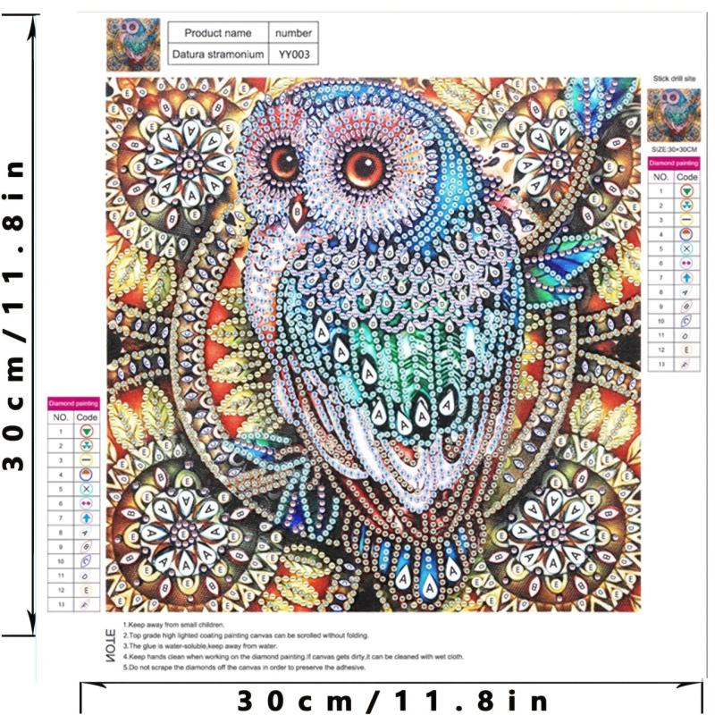 5D Diamond Painting Kit- Sparkling Owl with Special Rhinestones