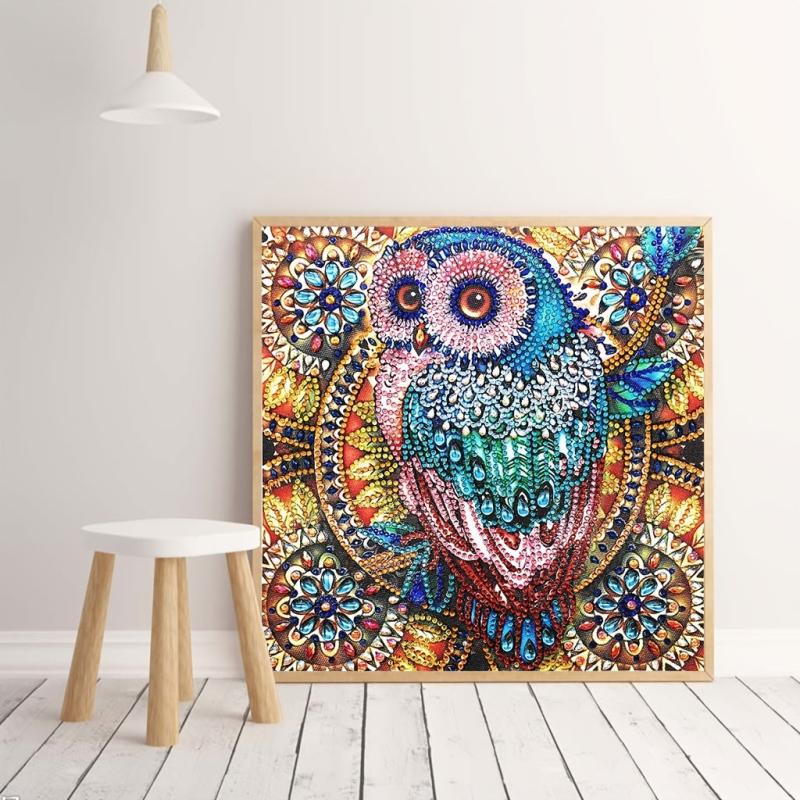5D Diamond Painting Kit- Sparkling Owl with Special Rhinestones