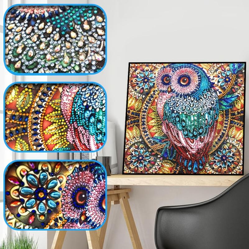5D Diamond Painting Kit- Sparkling Owl with Special Rhinestones
