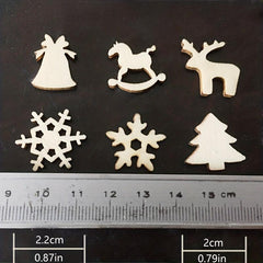 50pcs Mini Wooden Christmas Tree Snowflake Crafts Ornaments for DIY Painting