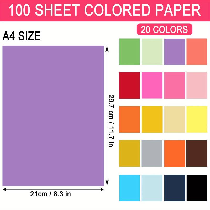 100 Sheets Colour Paper for DIY Cutouts & Printing
