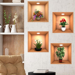4pcs Plants Art Decor Stickers For Wall Removable Wall Decals