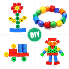 60pcs Rainbow Lacing Beads Montessori Toys Threading Toys Educational Toys