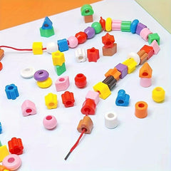 60pcs Rainbow Lacing Beads Montessori Toys Threading Toys Educational Toys