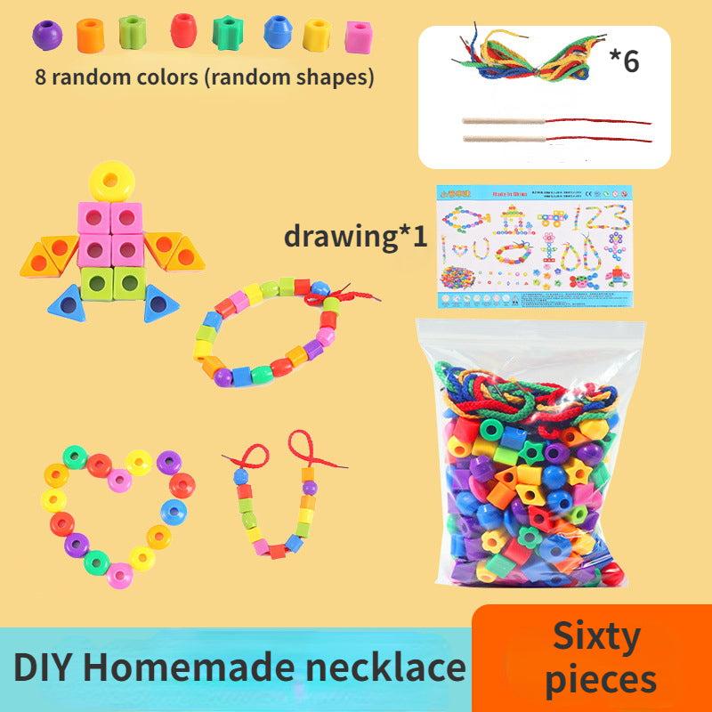 60pcs Rainbow Lacing Beads Montessori Toys Threading Toys Educational Toys