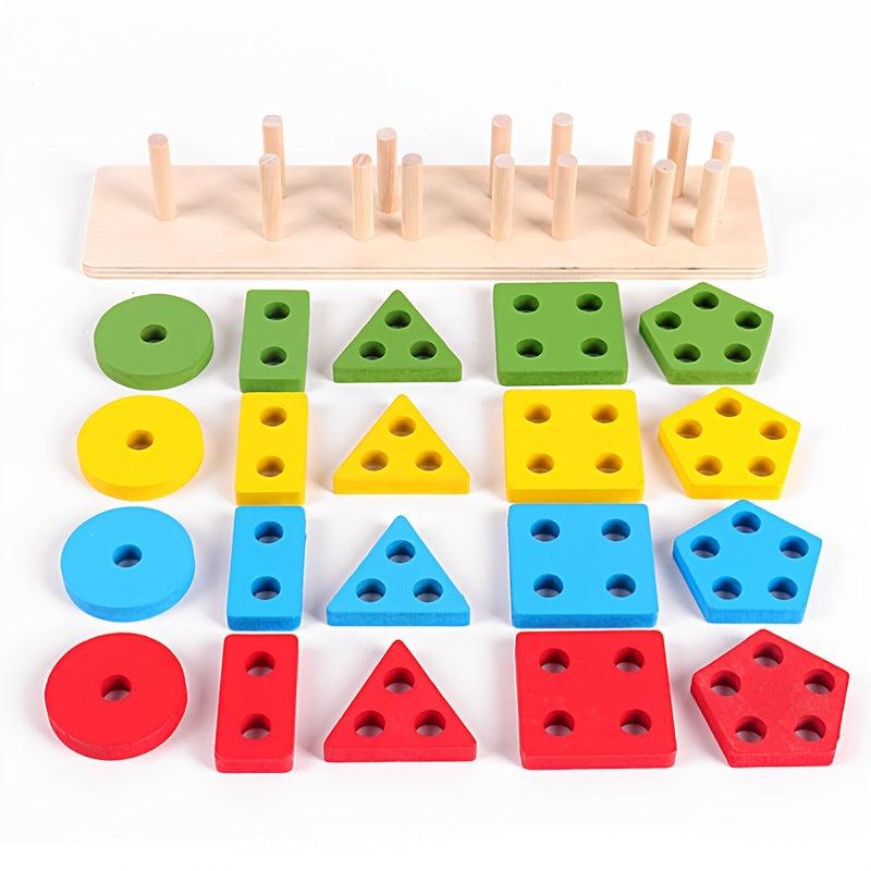 Children's Geometric Shape Stacking Toy - Early Education Building Blocks