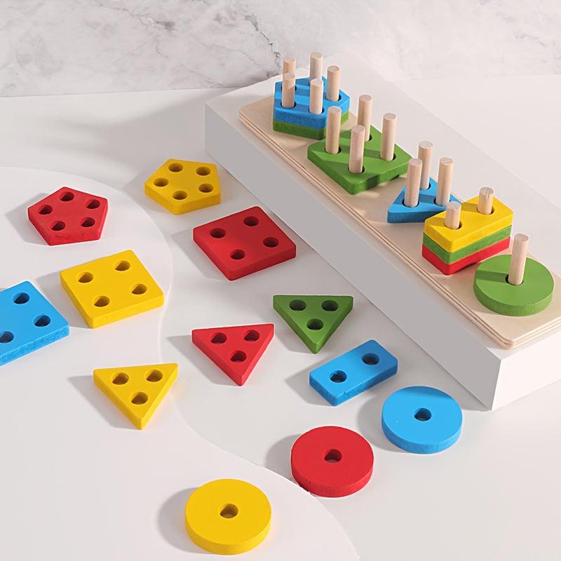 Children's Geometric Shape Stacking Toy - Early Education Building Blocks