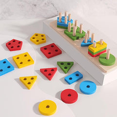 Children's Geometric Shape Stacking Toy - Early Education Building Blocks