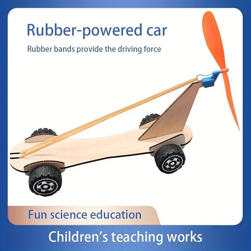 Rubber Band Power Car Puzzle Assembly Science Model