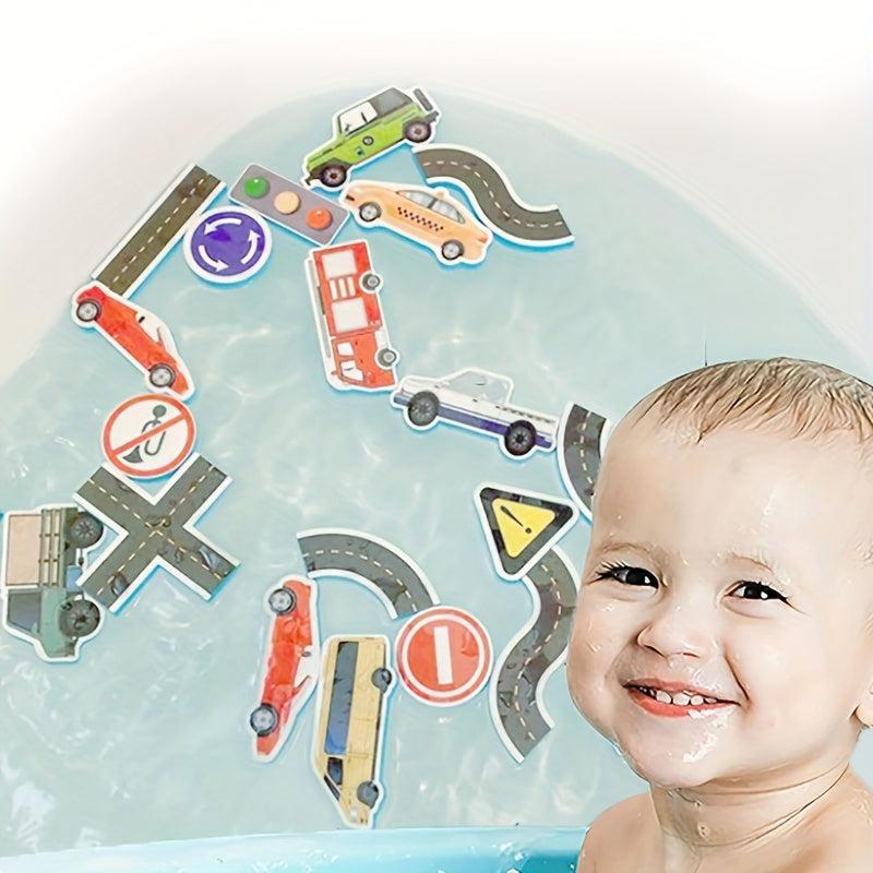 Educational Traffic Puzzle Bath Toy for Kids Age 2