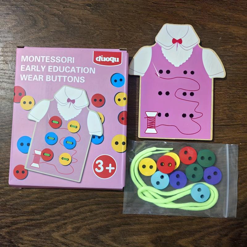 Baby Wooden Threading Nail Button Toy Fine Movement Training