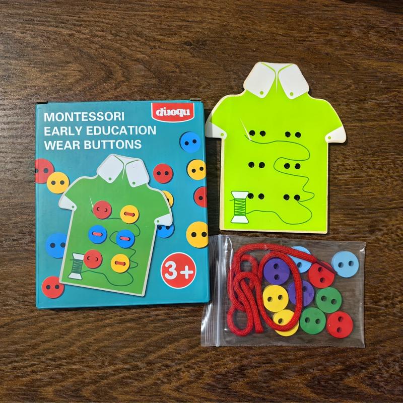 Baby Wooden Threading Nail Button Toy Fine Movement Training