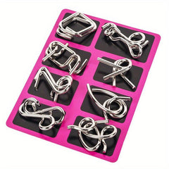 8Pcs Puzzle Wire IQ Brain Teaser Puzzles Game for Children & Adults