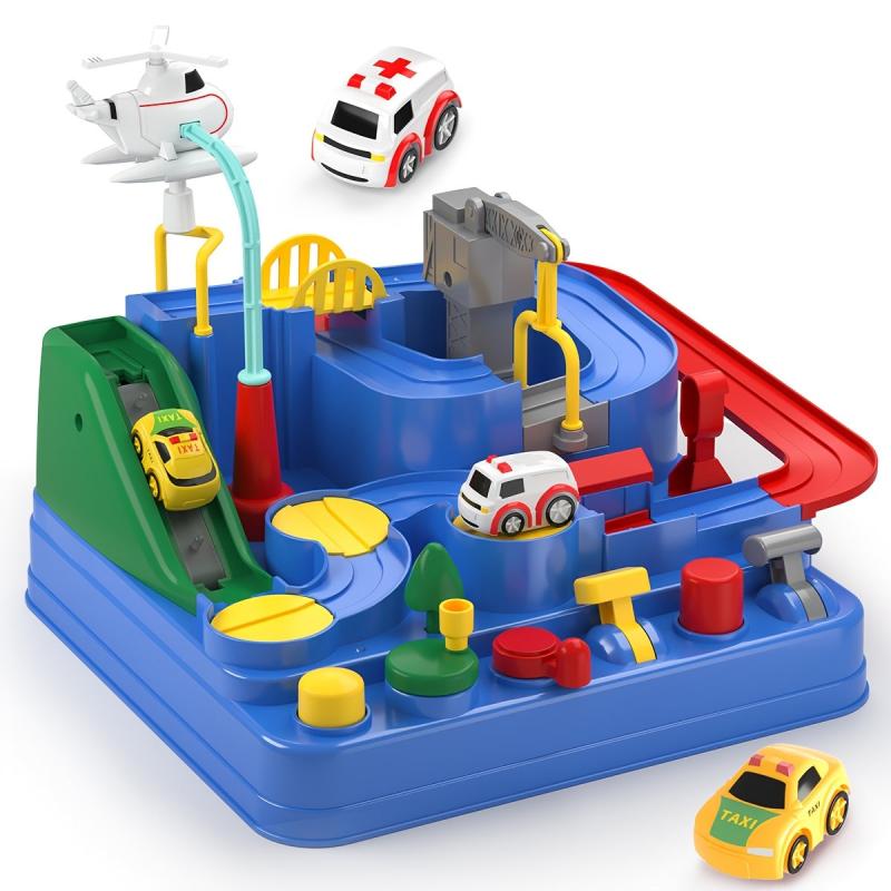 City Rescue Adventure Track Toy Set with 3 Mini Cars