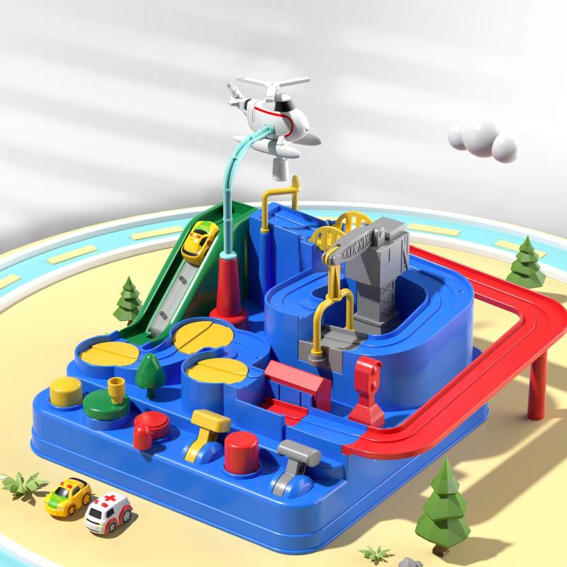 City Rescue Adventure Track Toy Set with 3 Mini Cars