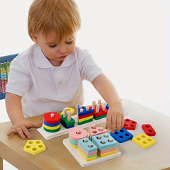 Montessori Geometric Shape Block Set for Early Education