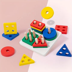 Montessori Geometric Shape Block Set for Early Education