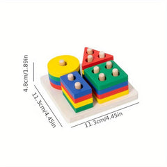 Montessori Geometric Shape Block Set for Early Education