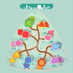 Educational Toy Set for Kids - Shapes Fruits Cars Numbers Wooden Tracks Mazes