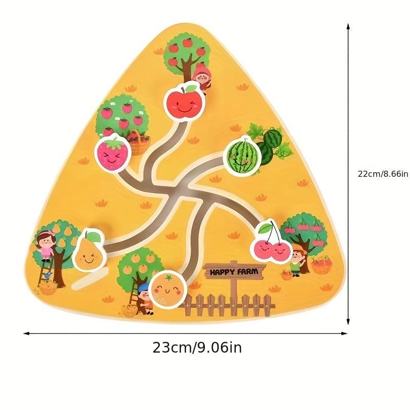Educational Toy Set for Kids - Shapes Fruits Cars Numbers Wooden Tracks Mazes