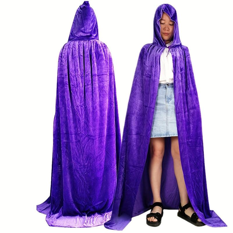 Golden Velvet Hooded Cloak for Witch Cosplay - Halloween Masquerade Costume