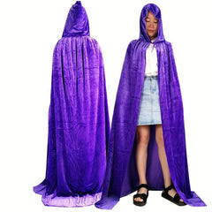 Golden Velvet Hooded Cloak for Witch Cosplay - Halloween Masquerade Costume