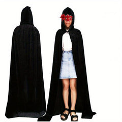 Golden Velvet Hooded Cloak for Witch Cosplay - Halloween Masquerade Costume