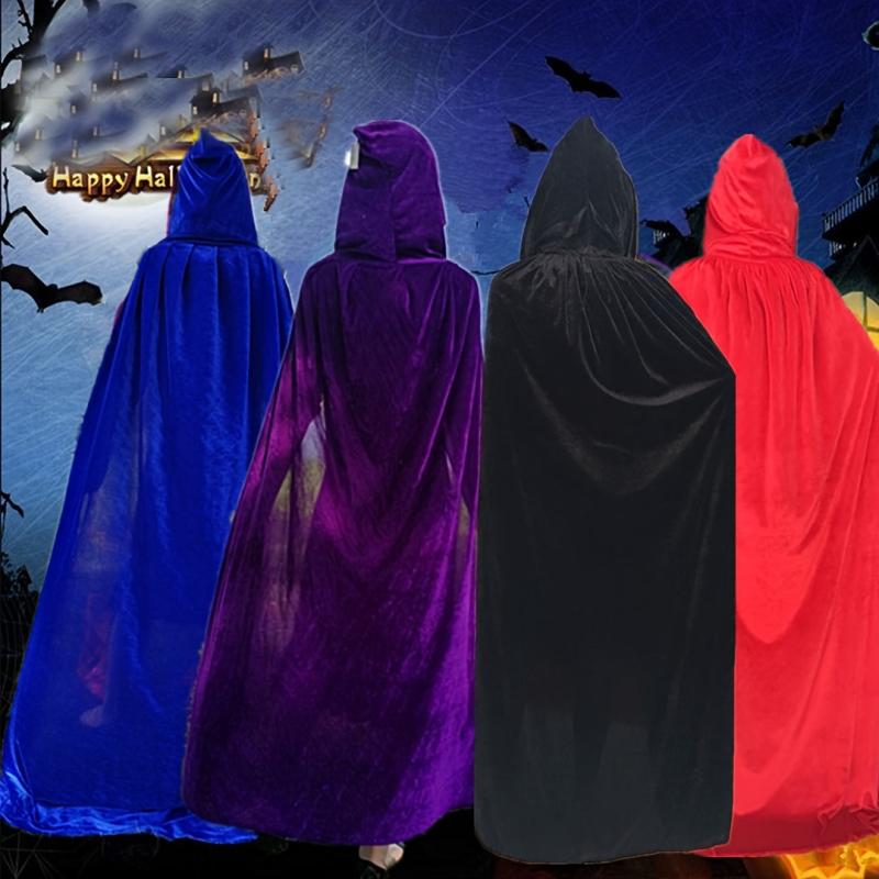 Golden Velvet Hooded Cloak for Witch Cosplay - Halloween Masquerade Costume