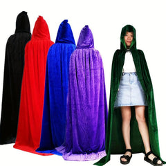 Golden Velvet Hooded Cloak for Witch Cosplay - Halloween Masquerade Costume