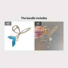 Rhinestone Fish Tail Hair Clips for Women Girls Hair Accessories