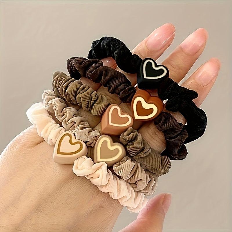 10PCS Coffee Love Pendent Hair Tie Girl Bowknot Elastic Rubber Hair Bands