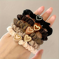 10PCS Coffee Love Pendent Hair Tie Girl Bowknot Elastic Rubber Hair Bands