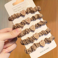10PCS Coffee Love Pendent Hair Tie Girl Bowknot Elastic Rubber Hair Bands