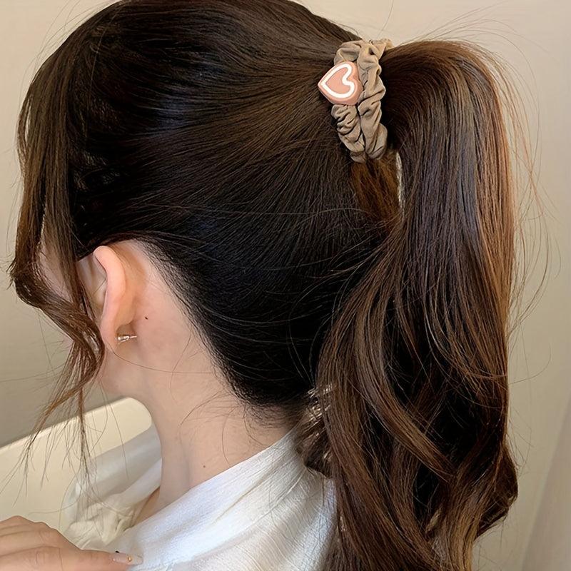10PCS Coffee Love Pendent Hair Tie Girl Bowknot Elastic Rubber Hair Bands