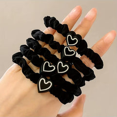 10PCS Coffee Love Pendent Hair Tie Girl Bowknot Elastic Rubber Hair Bands