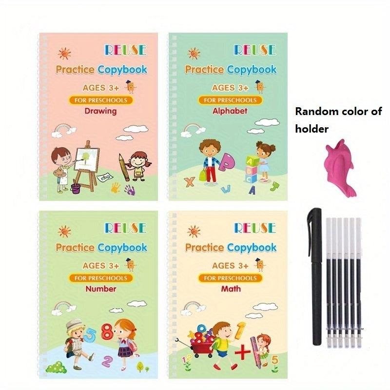 4 Piece Kindergarten School Supplies Set - Reusable Digital Calligraphy Textbook
