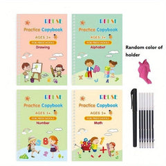 4 Piece Kindergarten School Supplies Set - Reusable Digital Calligraphy Textbook