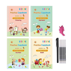 4 Piece Kindergarten School Supplies Set - Reusable Digital Calligraphy Textbook