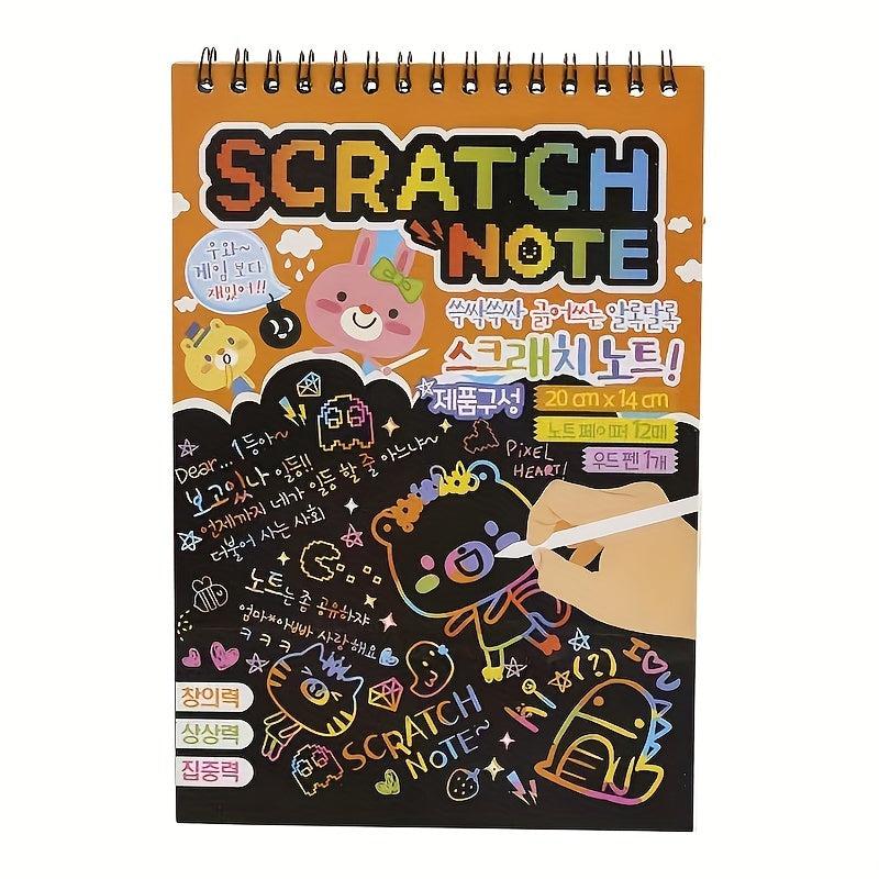 Rainbow Scratch Art Kit for Children's Sketch Notepad