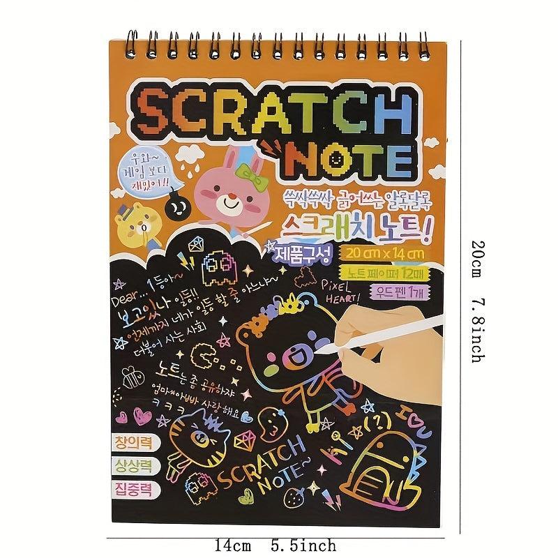Rainbow Scratch Art Kit for Children's Sketch Notepad