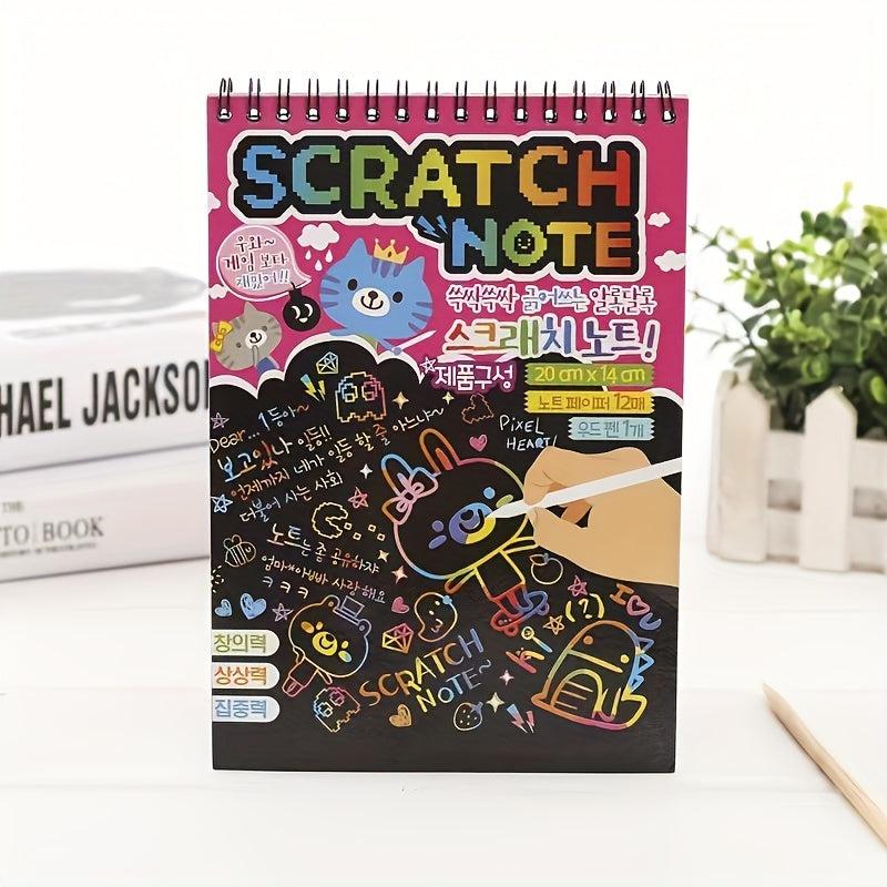 Rainbow Scratch Art Kit for Children's Sketch Notepad