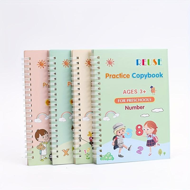 4pcs Magic Kids Reusable Practice Board for Handwriting English Characters