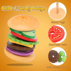 LZOY Wooden Burger Stacking Toys for Toddlers