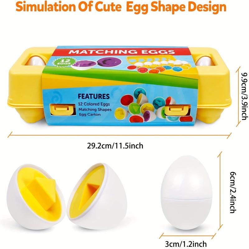12pcs Matching Eggs Set Easter Egg & Shape Recognition Sorter Skills Toys