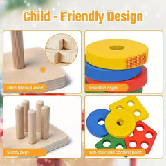 Wooden Montessori Sorting Blocks for Toddlers