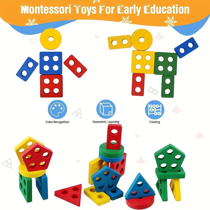 Wooden Montessori Sorting Blocks for Toddlers
